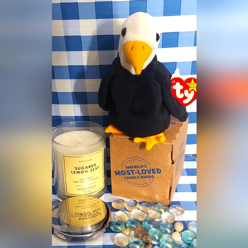 Sugared Lemon Zest Bath & Body Works Single Wick Lidded Candle& Free TY Eagle